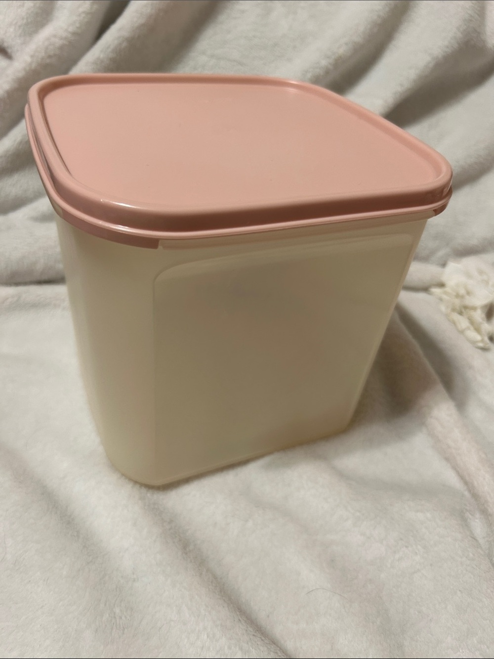 Plastic Food Storage Container with Pink Lid - Home Organization